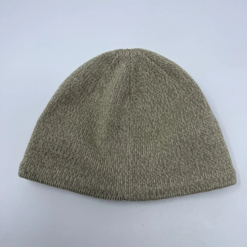 The North Face Hat Beanie Mens One Size Beige Knit‎ Fleece Lined Thermal Winter